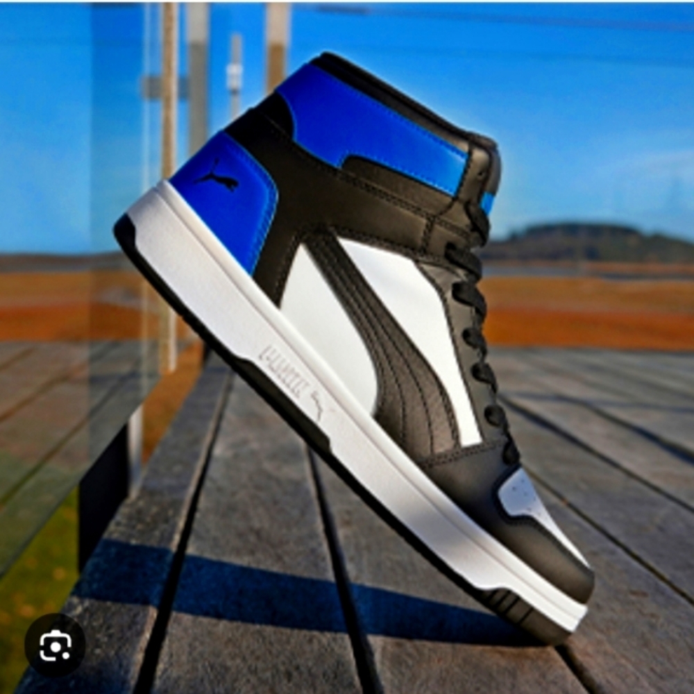 💥Rare Find!! Puma Rebound Layup Basketball Shoes Sneakers Mens Blue Black White